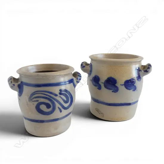 2 GERMAN SALT GLAZE VASES H.180/160mm