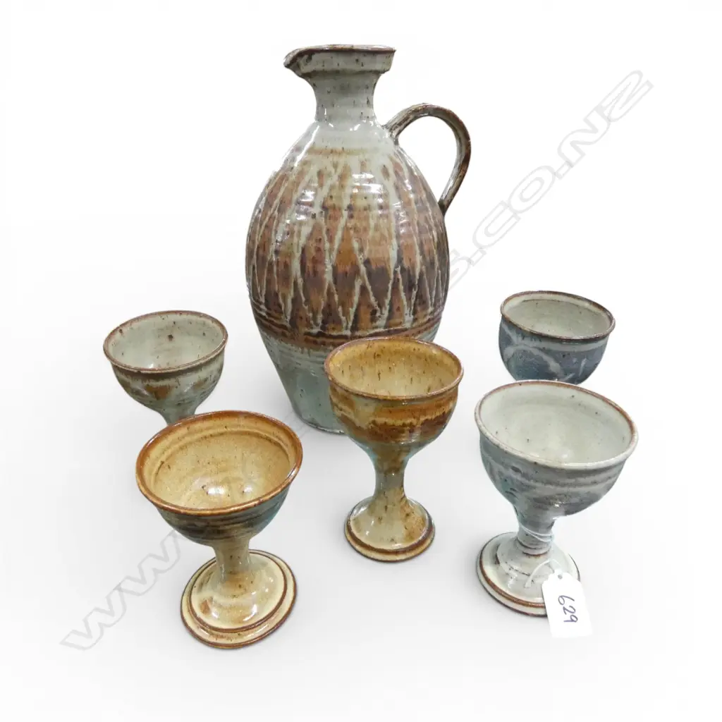 CARRICK OLIVER FLAGON + 5 GOBLETS H.300mm Image 1++