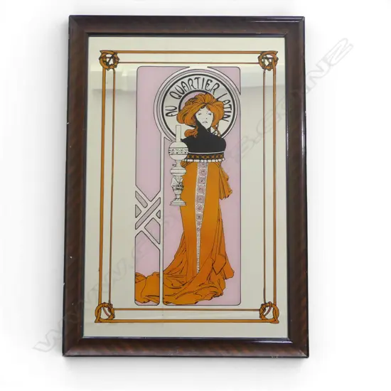FRAMED ART NOUVEAU STYLE MIRROR 440x290mm