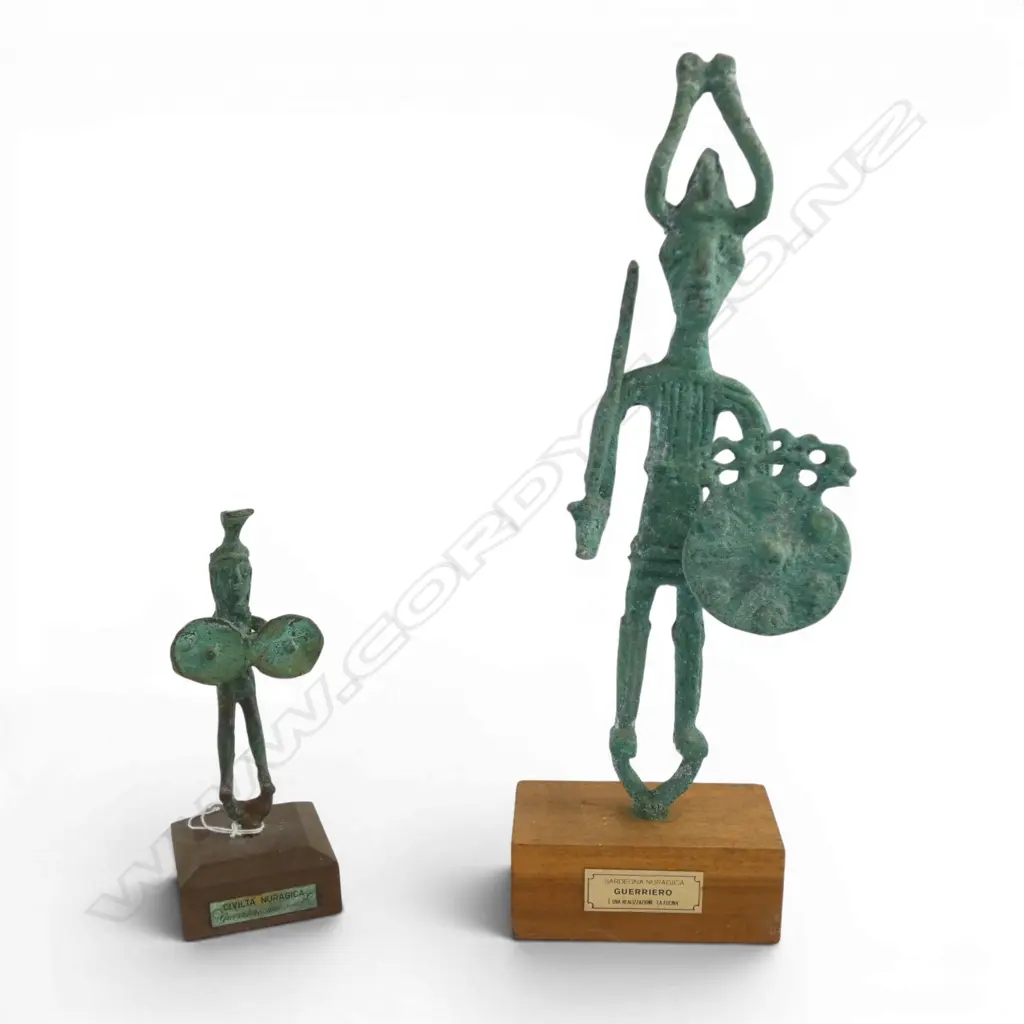 2 BRONZE FIGURES; SARDEGNA NURAGICA 'GUERRIERO' H.370mm, 'CIVILTA NURAGICA' Image 1++