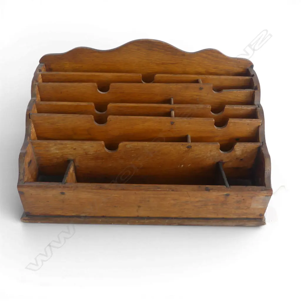 VINTAGE WOODEN LETTER RACK / DESK ORGANISER W.400mm Image 1++