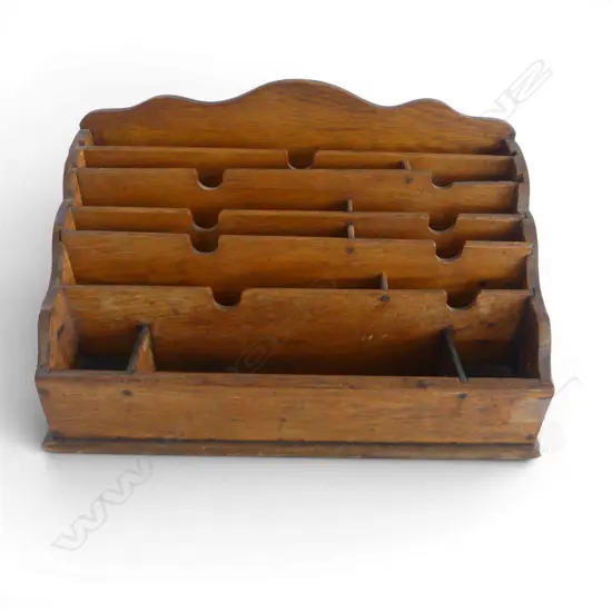 VINTAGE WOODEN LETTER RACK / DESK ORGANISER W.400mm
