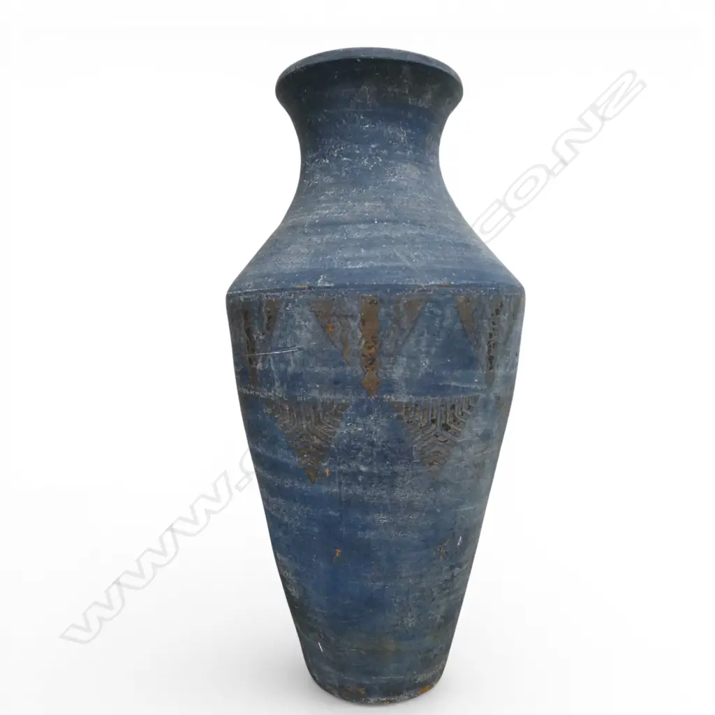 BLUED PAINTED TERRACOTTA VASE H.445mm Image 1++