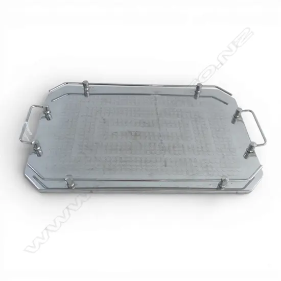 CROME ART DECO GALLERY TRAY L480MM