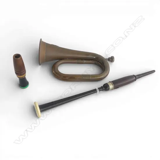 3 MUSIC INSTRUMENTS; PRACTICE CHANTER, BUGLE & DUCK CALLER 
