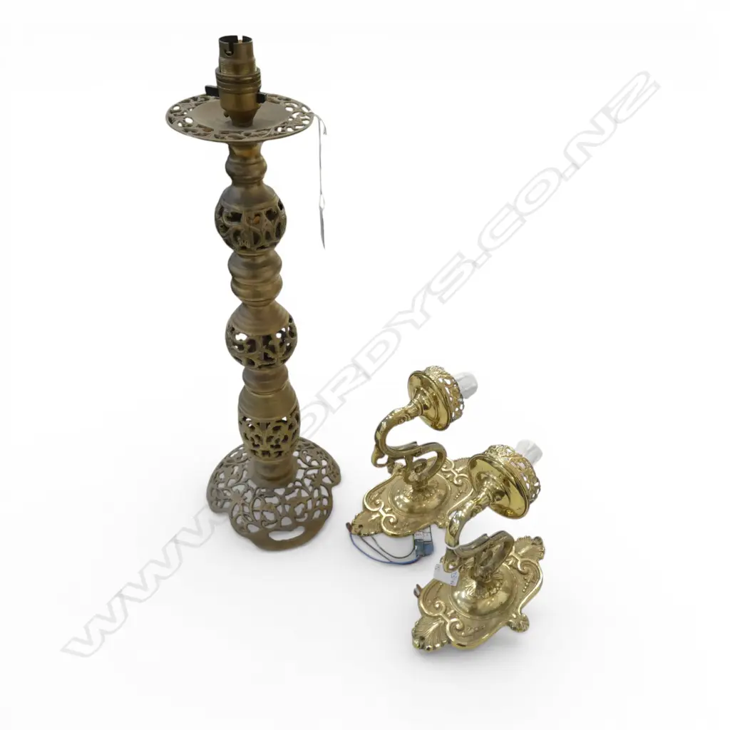 BRASS TABLE LAMP H.510mm + 2 SCONCES Image 1++