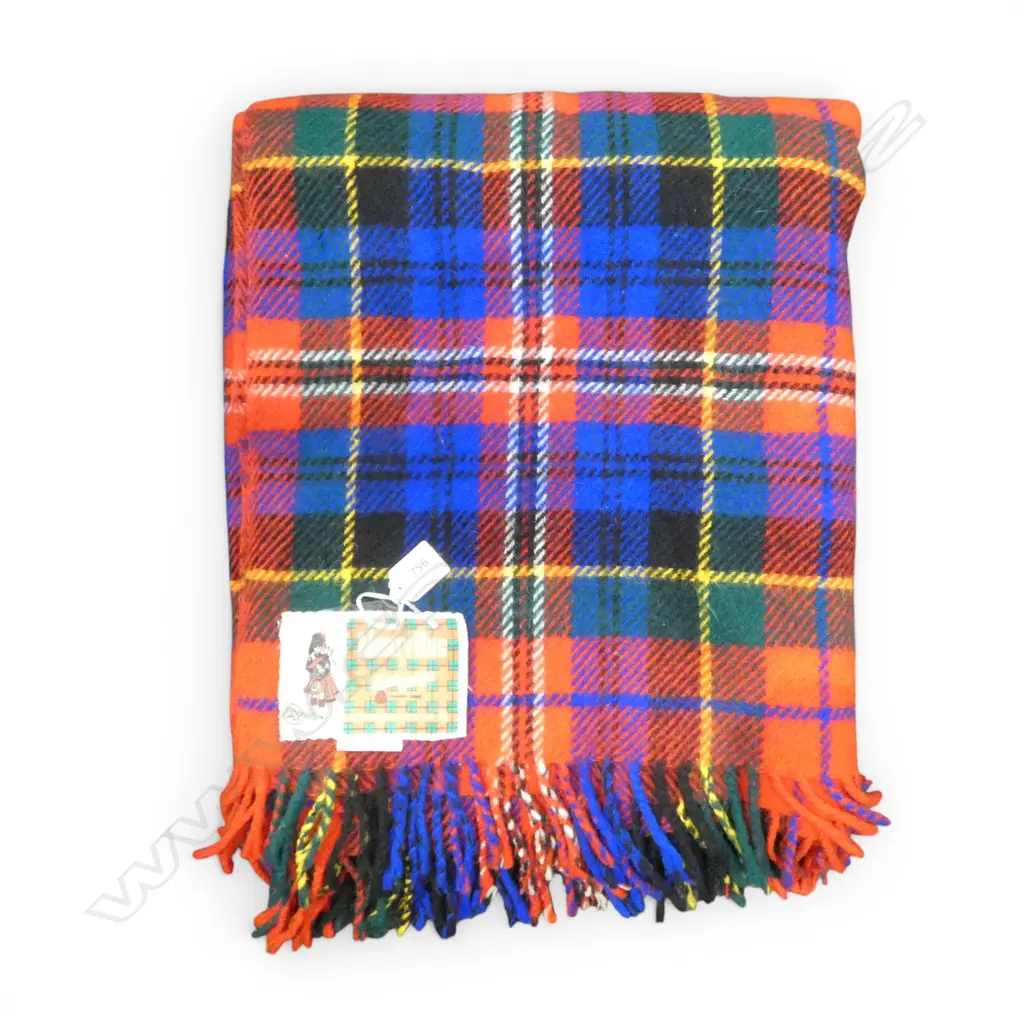 VINTAGE NZ WOOL TRAVEL RUG MILTON ‘MACPHERSON’ EXCELLENT CONDITION, L.1900MM W.1500MM Image 1++