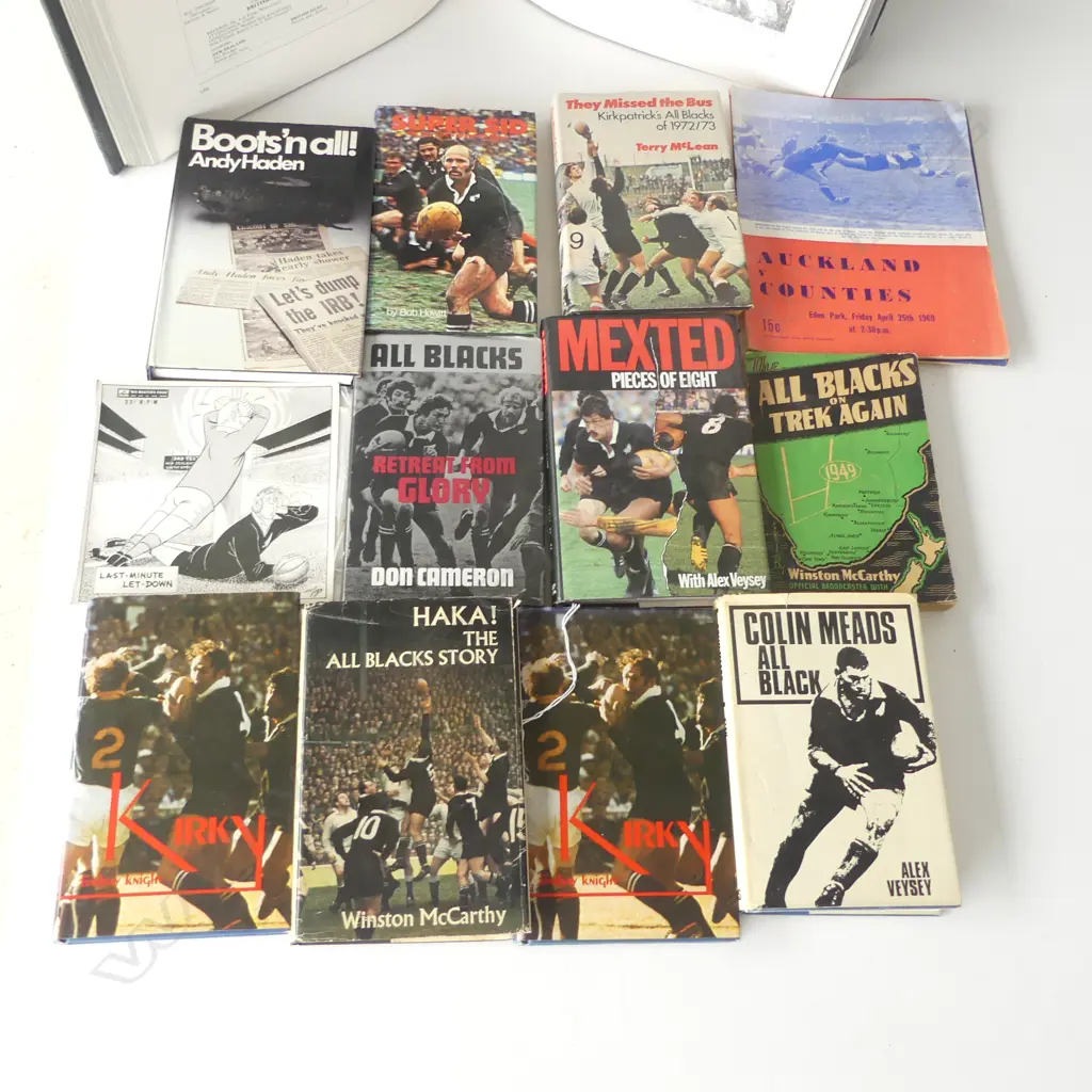 ASST. RUGBY BOOKS, 5 SIGNED (MEADS ETC) + MEN IN BLACK Image 1++