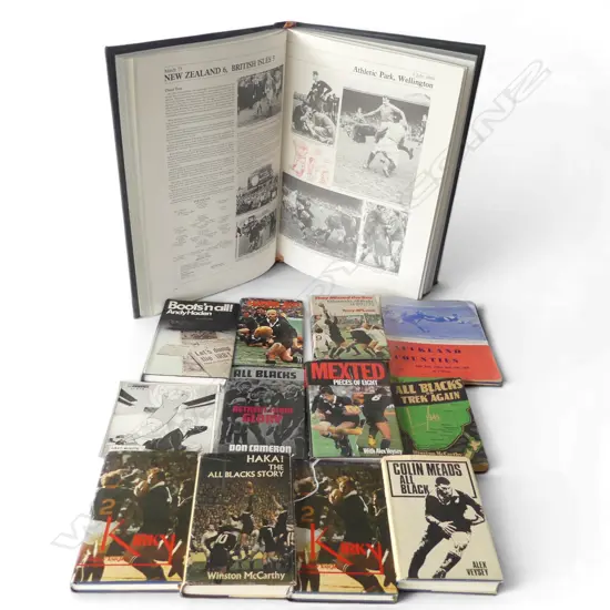 ASST. RUGBY BOOKS, 5 SIGNED (MEADS ETC) + MEN IN BLACK