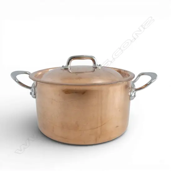 MAUVIEL FRANCE COPPER STEWING PAN w. LID 260mm dia H.170mm