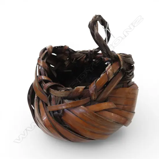 VINTAGE ART BAMBOO IKEBANA BASKET H.250mm