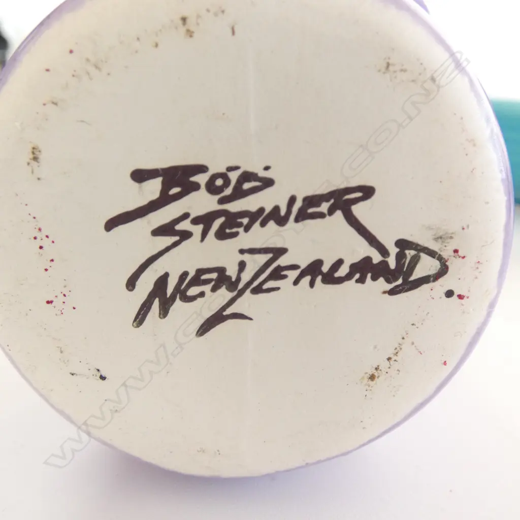 7 PCES OF STUDIO POTTERY Incl. TONY SLY BOWL, 3 BOB STEINER MUGS etc + TEMUKA BEDWARMER Image 1++