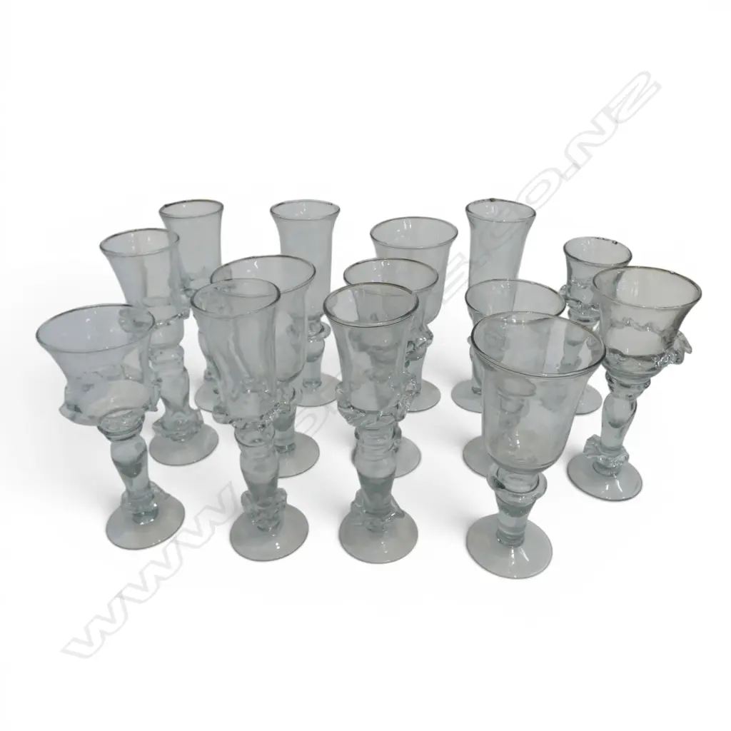 14 ASST. MOUTH BLOWN GLASS GOBLETS faults H.1280mm Image 1++