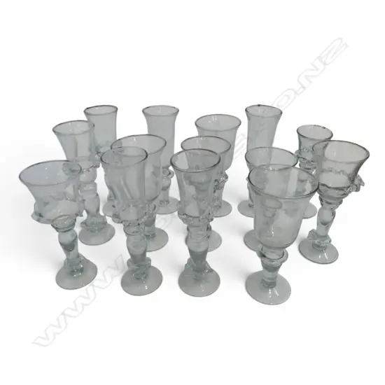 14 ASST. MOUTH BLOWN GLASS GOBLETS faults H.1280mm
