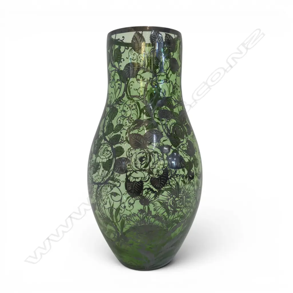 SILVER OVERLAY GLASS VASE fault H.320mm Image 1++