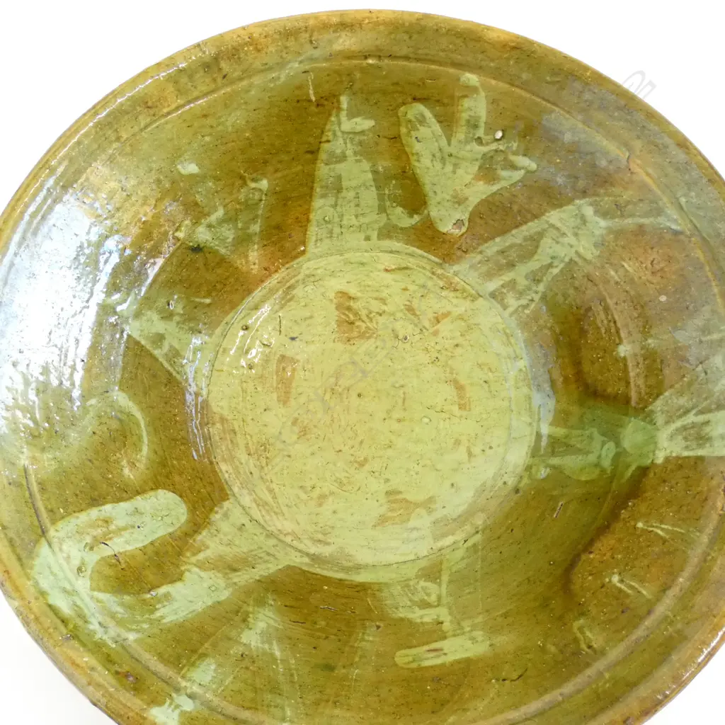 GREEN GLAZED RUSTIC TERRACOTTA BOWL, H.230mm Image 1++