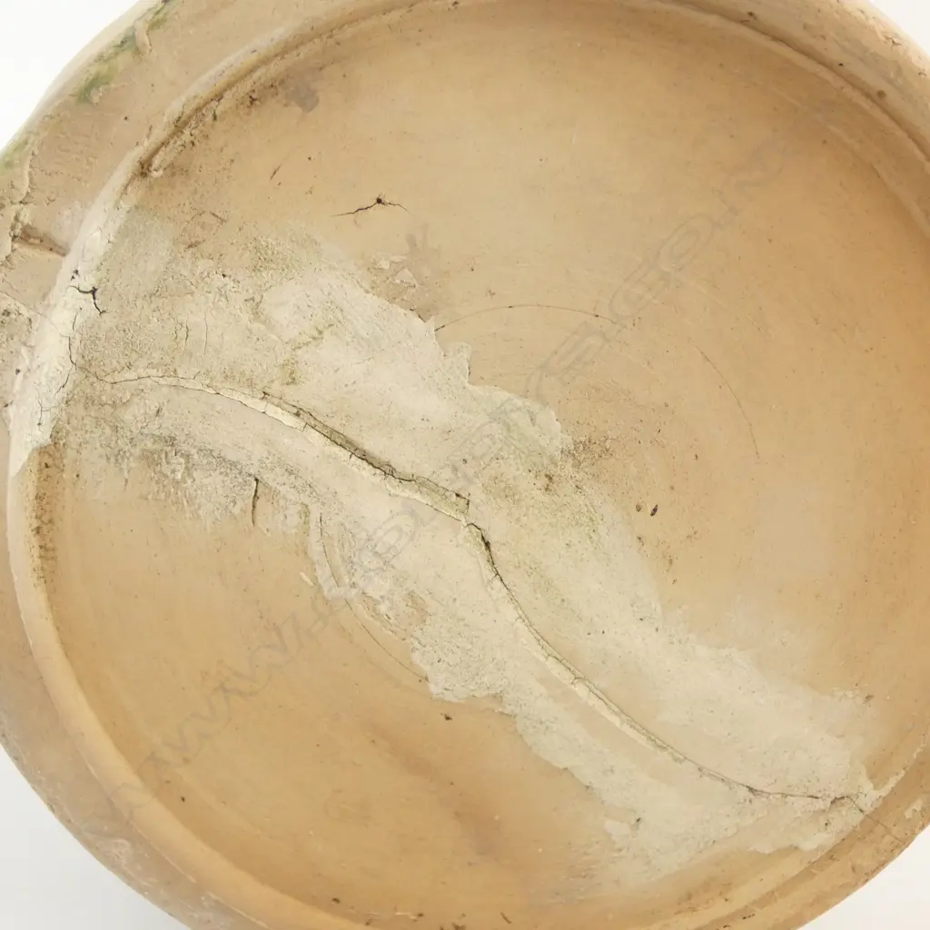 FRENCH GREEN GLAZED JUG crack in base repaired, H.200mm Image 1++