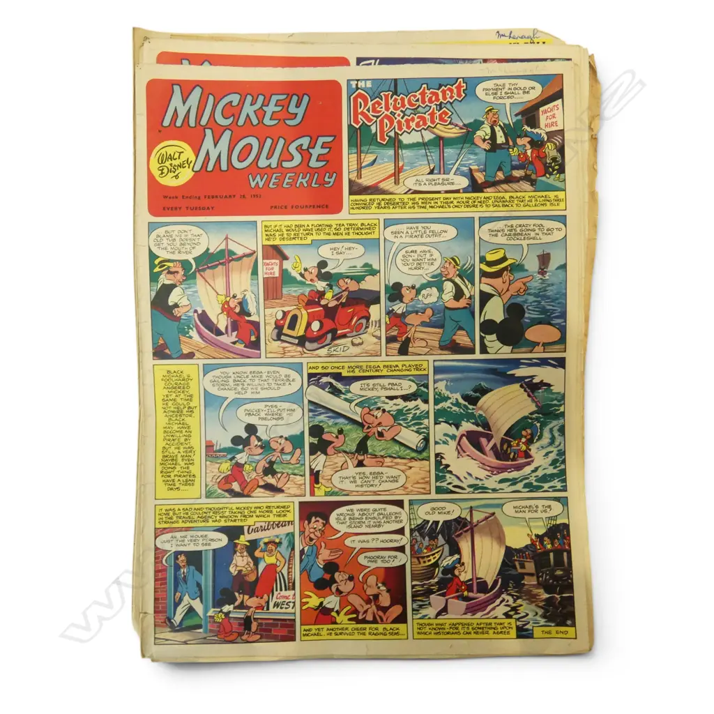 7 VINTAGE WALT DISNEY ‘MICKEY MOUSE WEEKLY’ COMICS 1952-1956, L.360MM Image 1++