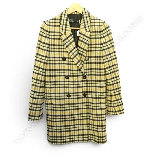CHEQUERED ZARA BRAND COAT, XS  