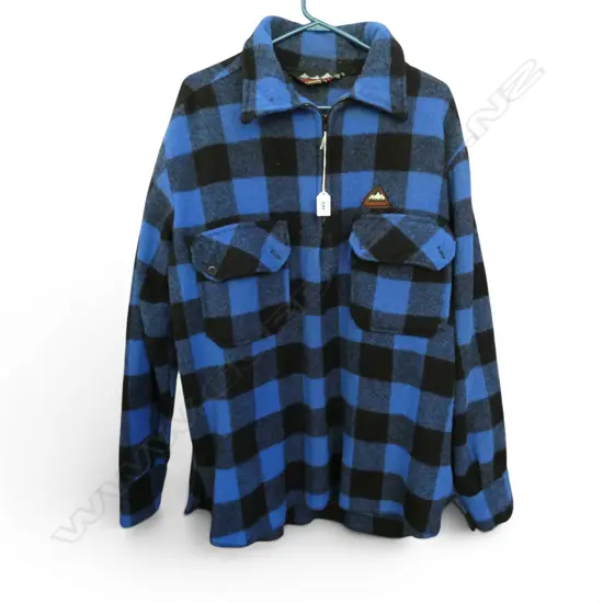 VINTAGE 'REMARKABLES' 'PURE NZ WOOL MADE IN NZ' BUSH TYPE JACKET/SHIRT. Men's lge blue & black