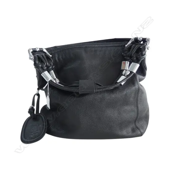 GUCCI BLACK LEATHER HAND BAG W.420mm