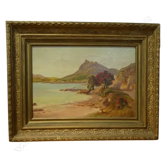 EDWARD G. EDWARDS (NZ 1875-1946), COASTAL LANDSCAPE, OIL ON BOARD 290x420mm
