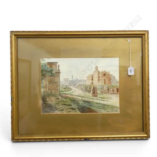 AMY GIAMPETRI, 'ARCHES OF CONSTANTINE OF TITUS AND TEMPLE OF VENUS IN ROME' WATERCOLOUR, 230 X 330 MM