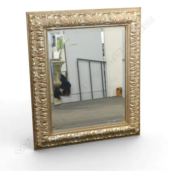 GILT FRAMED BEVALLED GLASS WALL MIRROR H700 W570MM