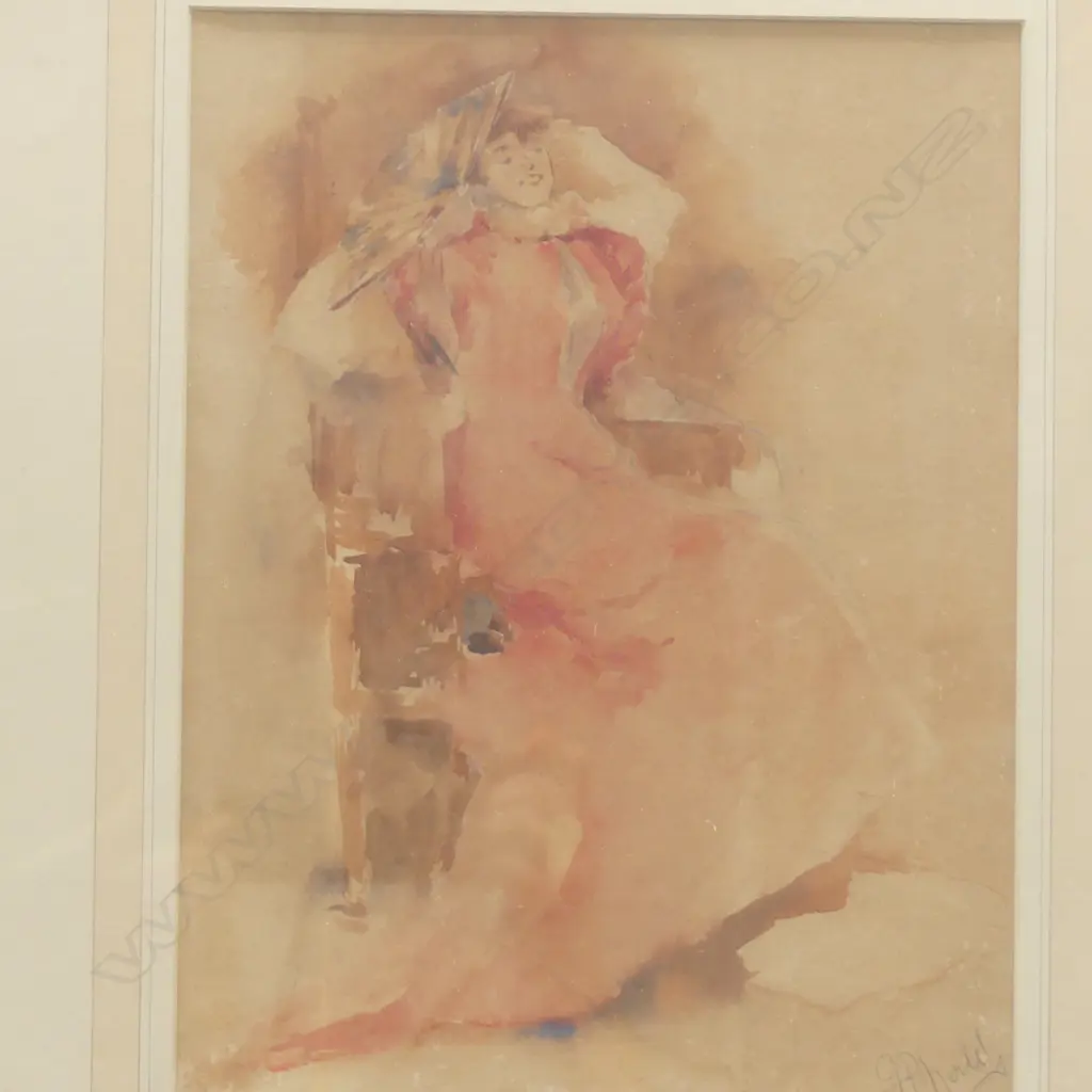 SIGNED WC OF A YOUNG WOMAN 345x260mm Image 1++