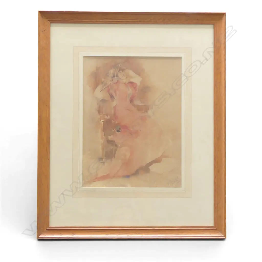 SIGNED WC OF A YOUNG WOMAN 345x260mm Image 1++
