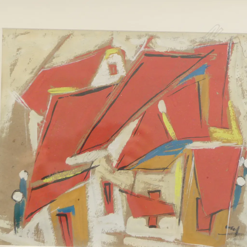 SIGNED ABSTRACT, ACRYLIC 240x280mm Image 1++