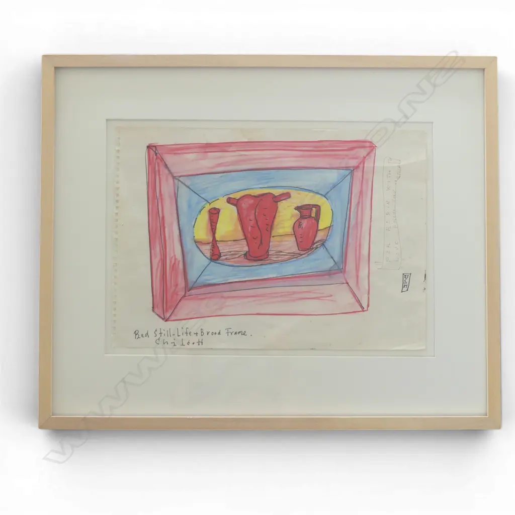 GAVIN CHILCOTT, 'BED STILL LIFE + BROAD FRAME', COLOURED PENCIL AND W/C, SIGNED AND DATED 89, 290 X 415mm (torn paper) Image 1++