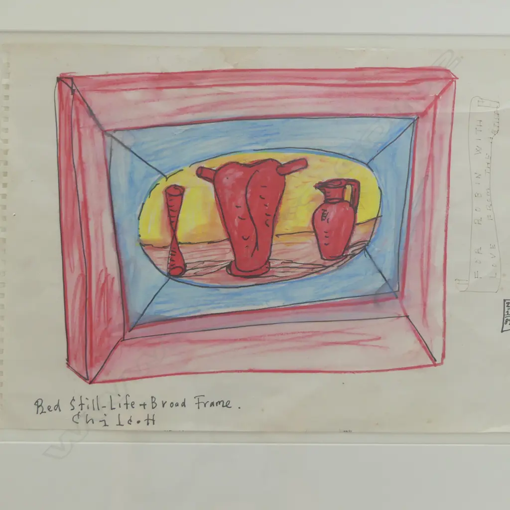 GAVIN CHILCOTT, 'BED STILL LIFE + BROAD FRAME', COLOURED PENCIL AND W/C, SIGNED AND DATED 89, 290 X 415mm (torn paper) Image 1++