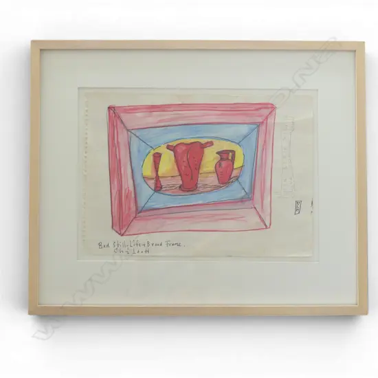 GAVIN CHILCOTT, 'BED STILL LIFE + BROAD FRAME', COLOURED PENCIL AND W/C, SIGNED AND DATED 89, 290 X 415mm (torn paper)