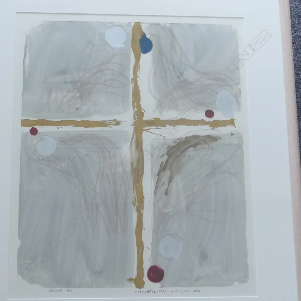 JOHN REYNOLDS 'NEBUCHADNEZZAR WITH LIONS HEAD' ACRYLIC ON PAPER, SIGNED & DATED 1991 630x520mm Image 1++