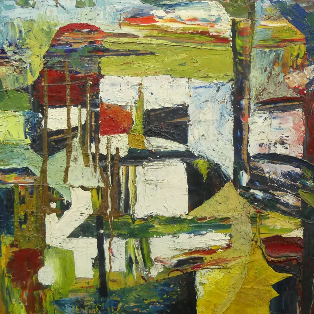 UNKNOWN AUSTRALIAN ARTIST 'BIRDS AT THE BILLABONG' OIL ON BOARD 740x700mm Image 1++