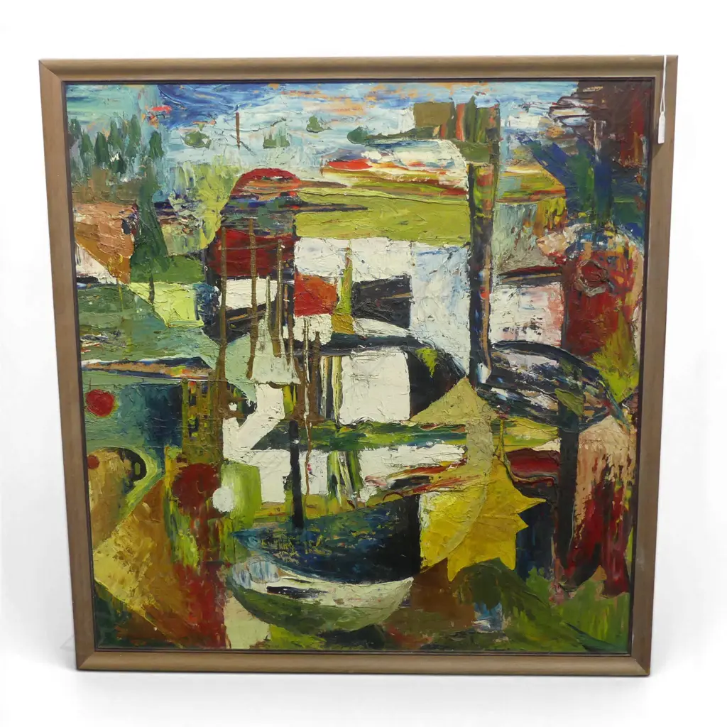 UNKNOWN AUSTRALIAN ARTIST 'BIRDS AT THE BILLABONG' OIL ON BOARD 740x700mm Image 1++