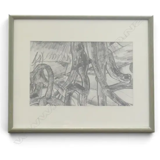 GARTH TAPPER 'TREES AT TAKAPU POINT' CHARCOAL, SIGNED & DATED '86 VERSO 210x330mm