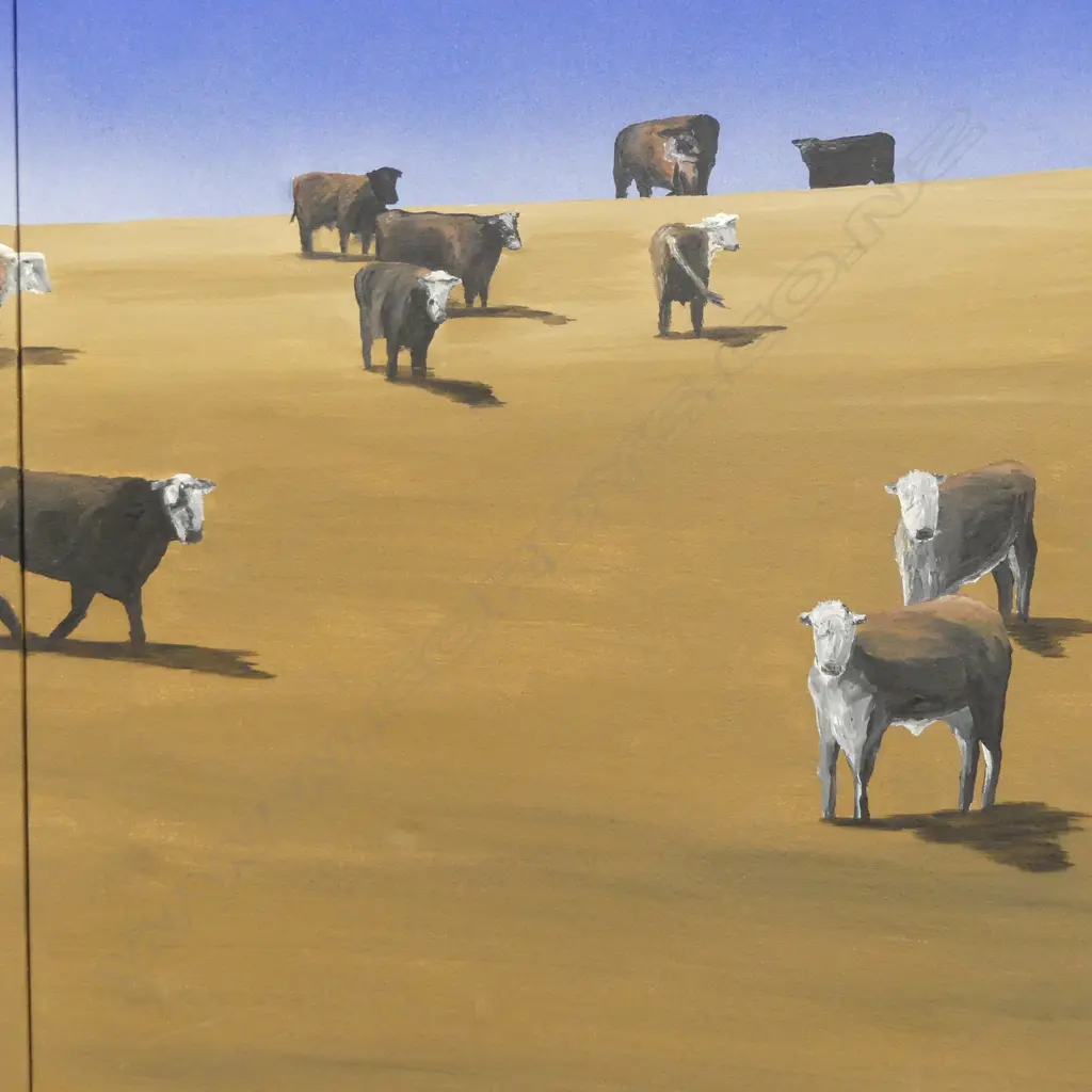 CRAIG GALLIEN 'CATTLE' ACRYLIC TRIPTYCH 2007 some marks & scuffs 605 x 1360mm Image 1++