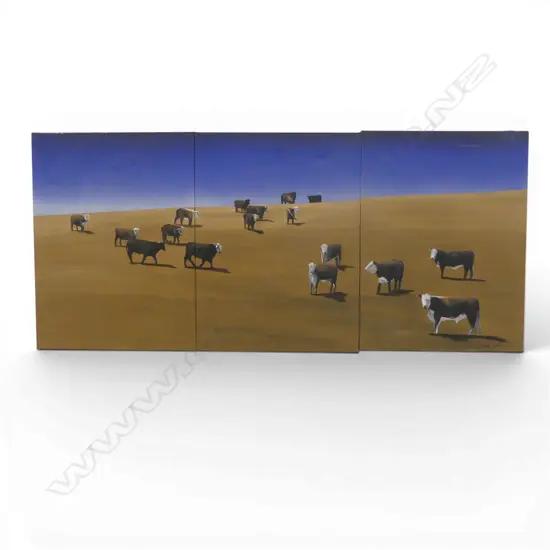 CRAIG GALLIEN 'CATTLE' ACRYLIC TRIPTYCH 2007 some marks & scuffs 605 x 1360mm