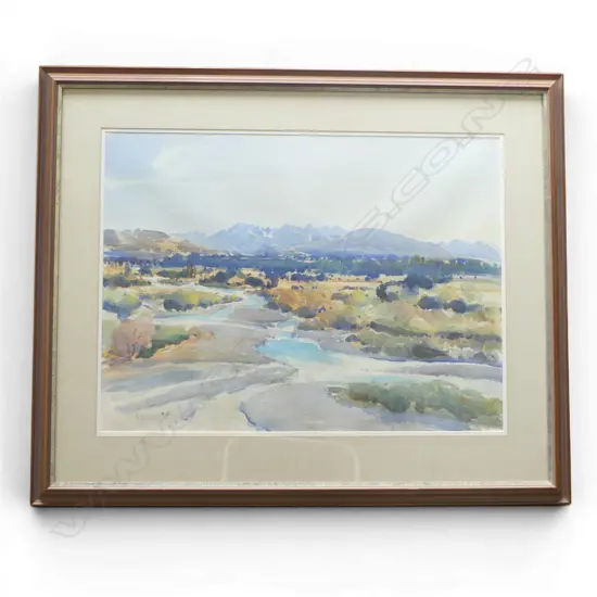 DOUGAS BADCOCK, RIVER LANDSCAPE, WATERCOLOUR,  550 x740mm
