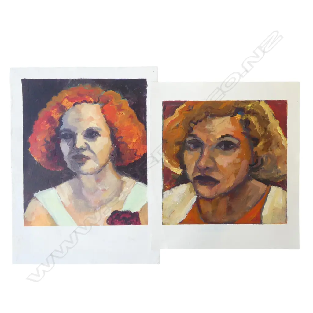 GLENYS CULLIMORE ACRYLIC ON CANVAS PAINTINGS 2015 ‘THAT LOOK’ & PORTRAIT, 400MMX300M  340MMX300MM Image 1++