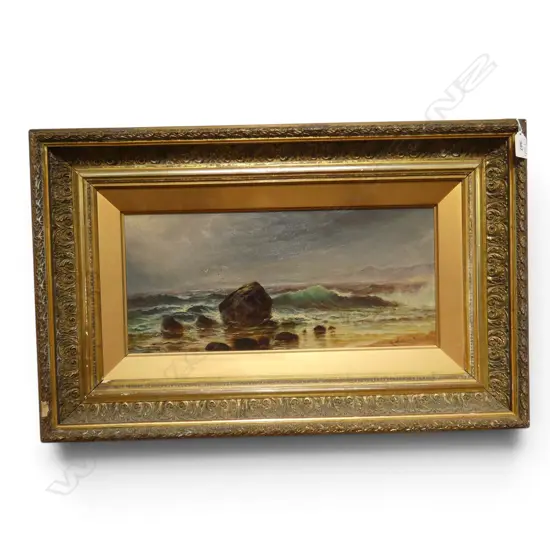 L. W. WILSON, OCEAN LANDSCAPE, SIGNED & DATED '81, OIL ON BOARD 210x465mm 