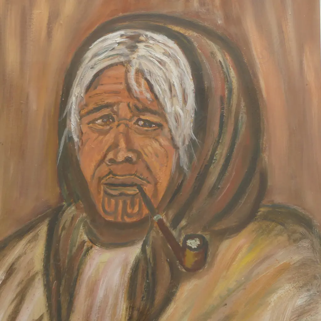 IAN SHOUTE, SIGNED PORTRAIT OF KIRIKINO KOHITU (107 YEARS OLD), FRAMED OIL ON BOARD, 580 X 390MM Image 1++