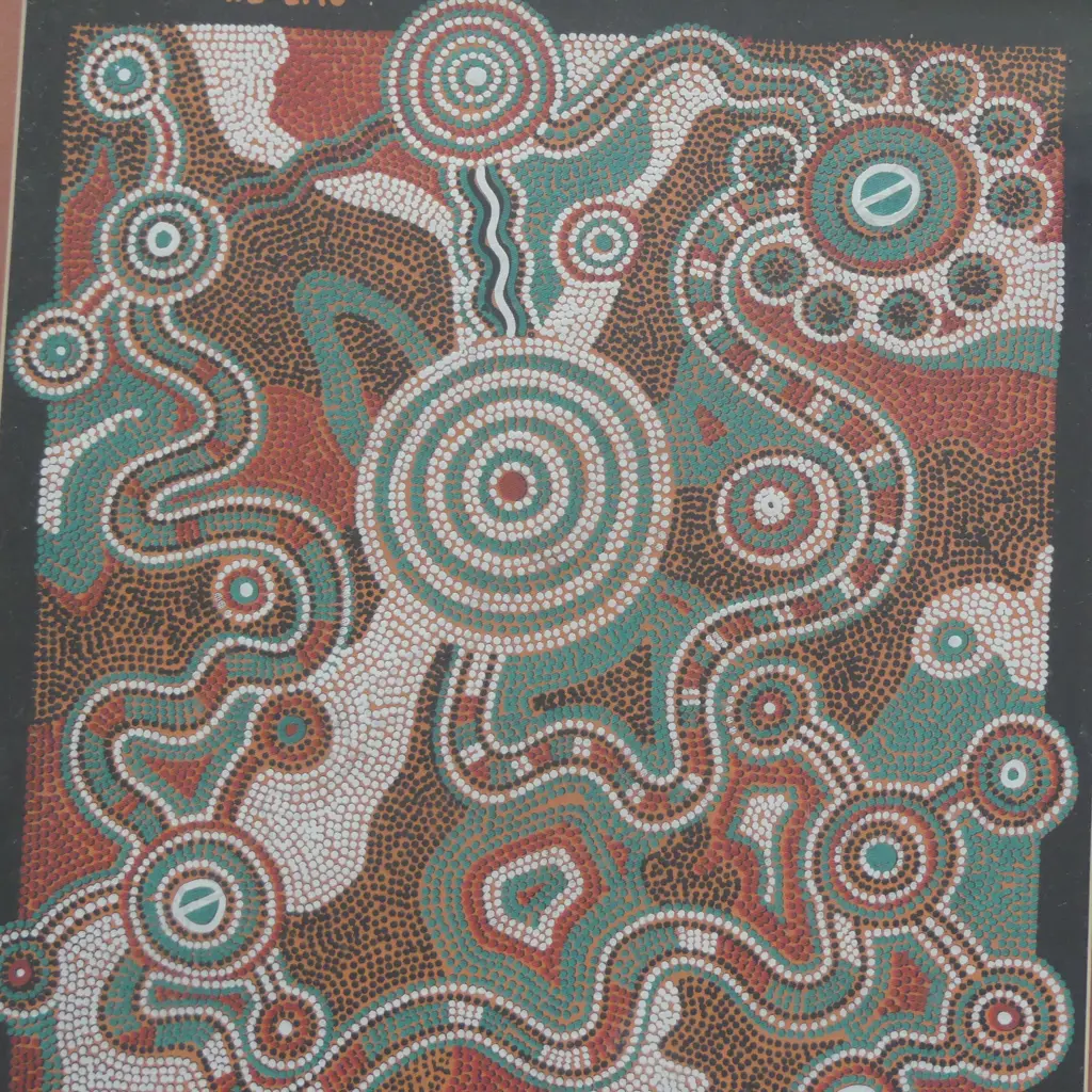 3 ABORIGINAL ART PRINTS ON FABRIC 'PATH OF THE EMU' 410x380mm Image 1++