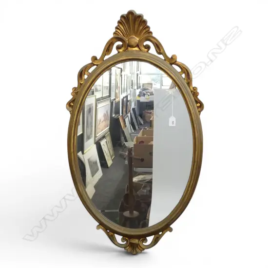 ITALIAN OVAL GILT FRAMED WALL MIRROR H950 W540MM