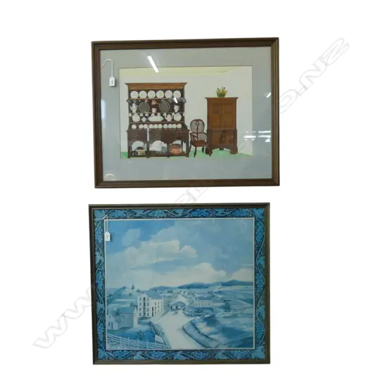 FRAMED W/C COTTAGE INTERIOR H340 W500MM & FRAMED PRINT