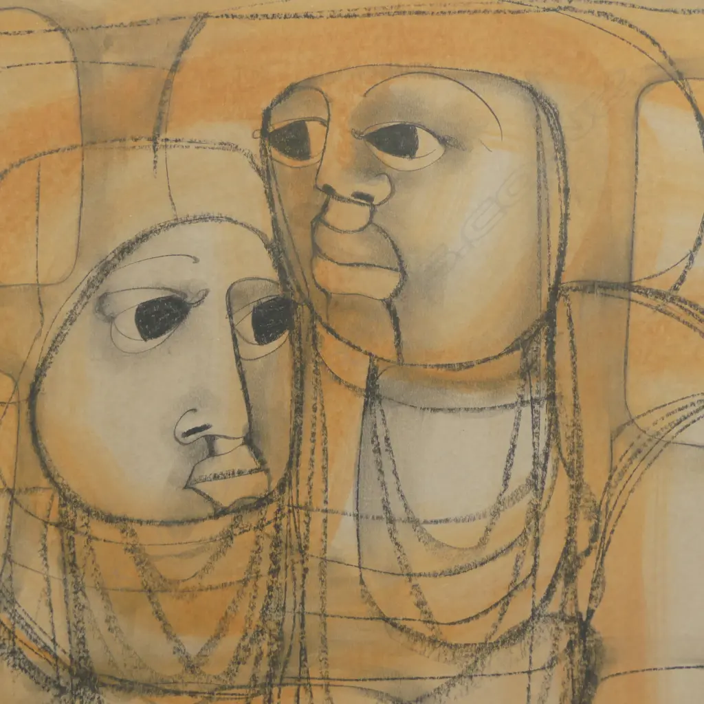 BEN MACALA, UNTITLED FIGURES, CHARCOAL w. PASTEL ON PAPER, 630x1010mm Image 1++