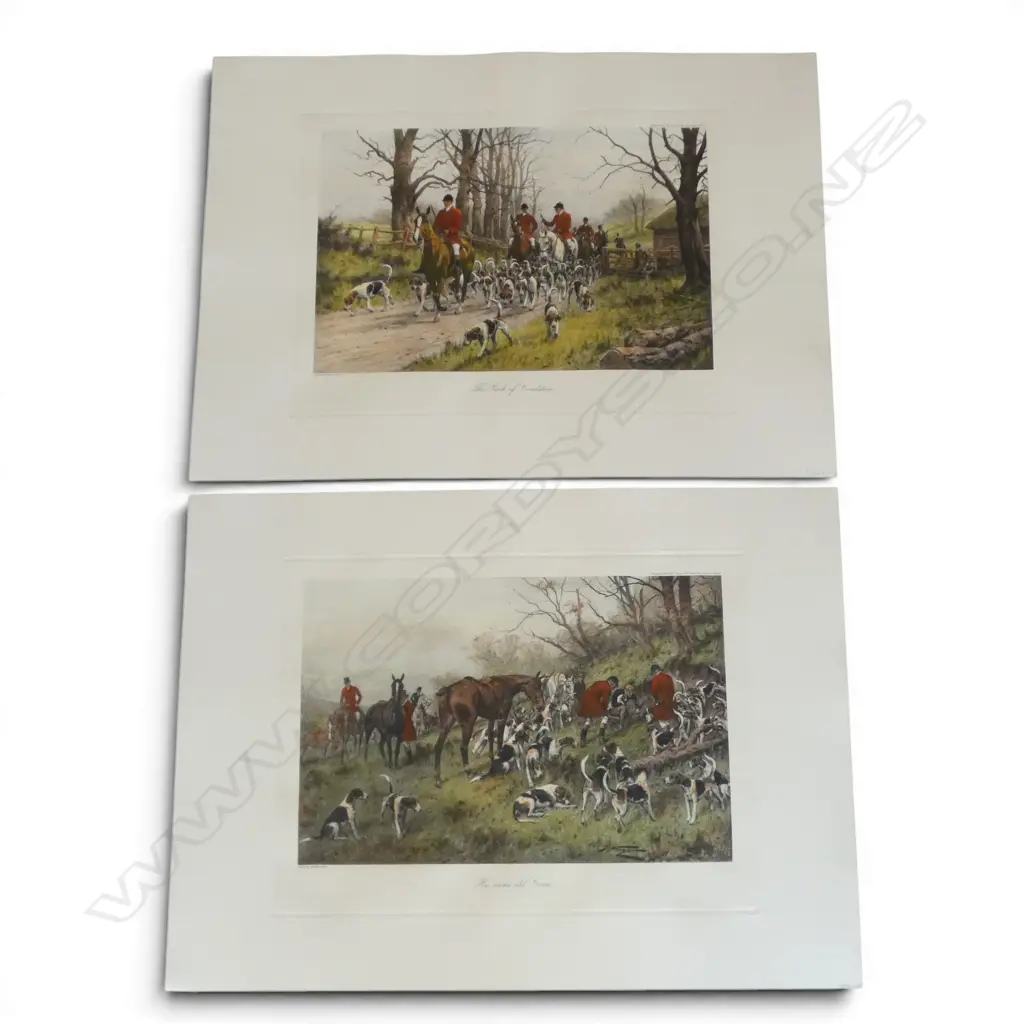 2 GEORGE WRIGHT HUNTING PRINTS 'THE PINK OF CONDITION' & 'HIS SAME OLD GAME' 360x480mm / 505x690mm Image 1++