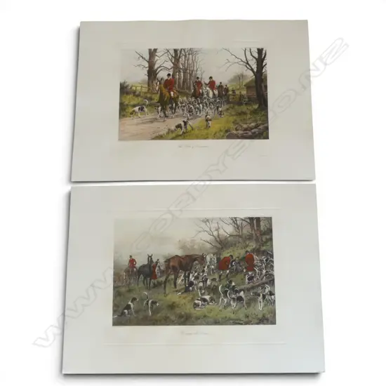 2 GEORGE WRIGHT HUNTING PRINTS 'THE PINK OF CONDITION' & 'HIS SAME OLD GAME' 360x480mm / 505x690mm